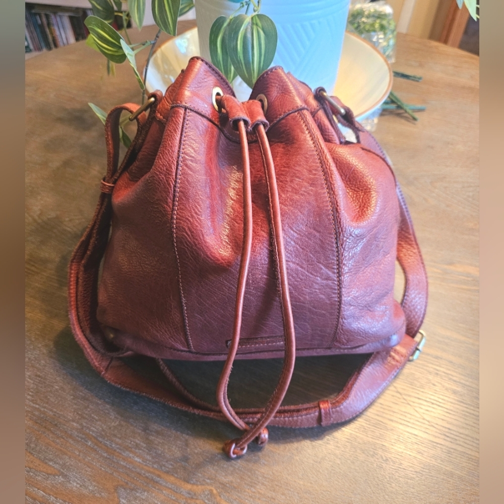 Marta Ponti •Cognac Leather Bucket Bag